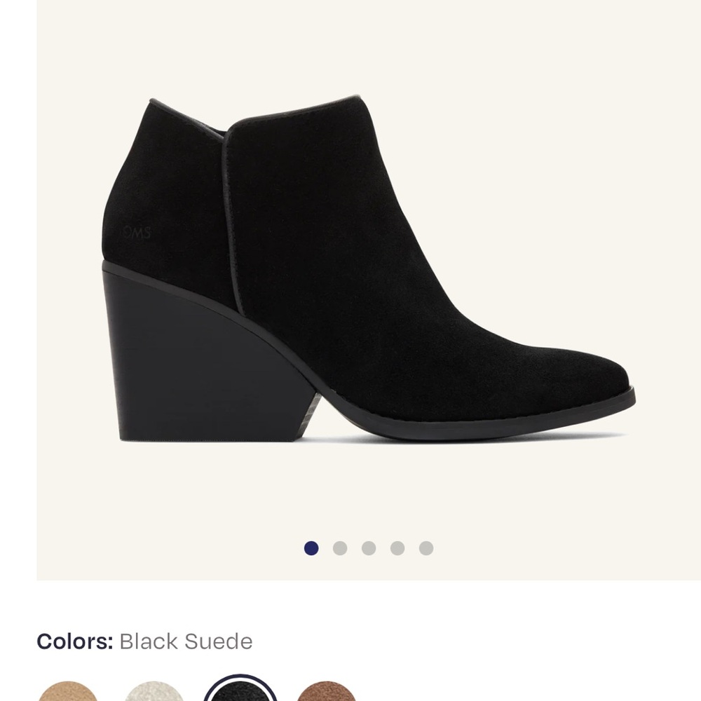 Toms Black Heeled Boots Suede Ankle